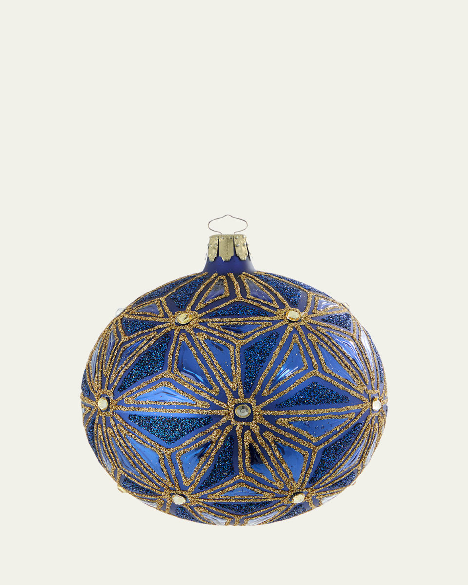 Dark Blue & Gold Glitter Ball Ornament